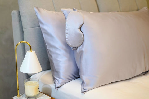 mulberry silk eyemask and pillowcase by Hush Home